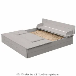 Sandkasten mit aufklappbarer Sitzbank 127 x 123,5 cm - Grau - Kollektion 2025
