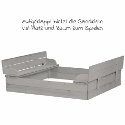 Sandkasten mit aufklappbarer Sitzbank 127 x 123,5 cm - Grau - Kollektion 2025