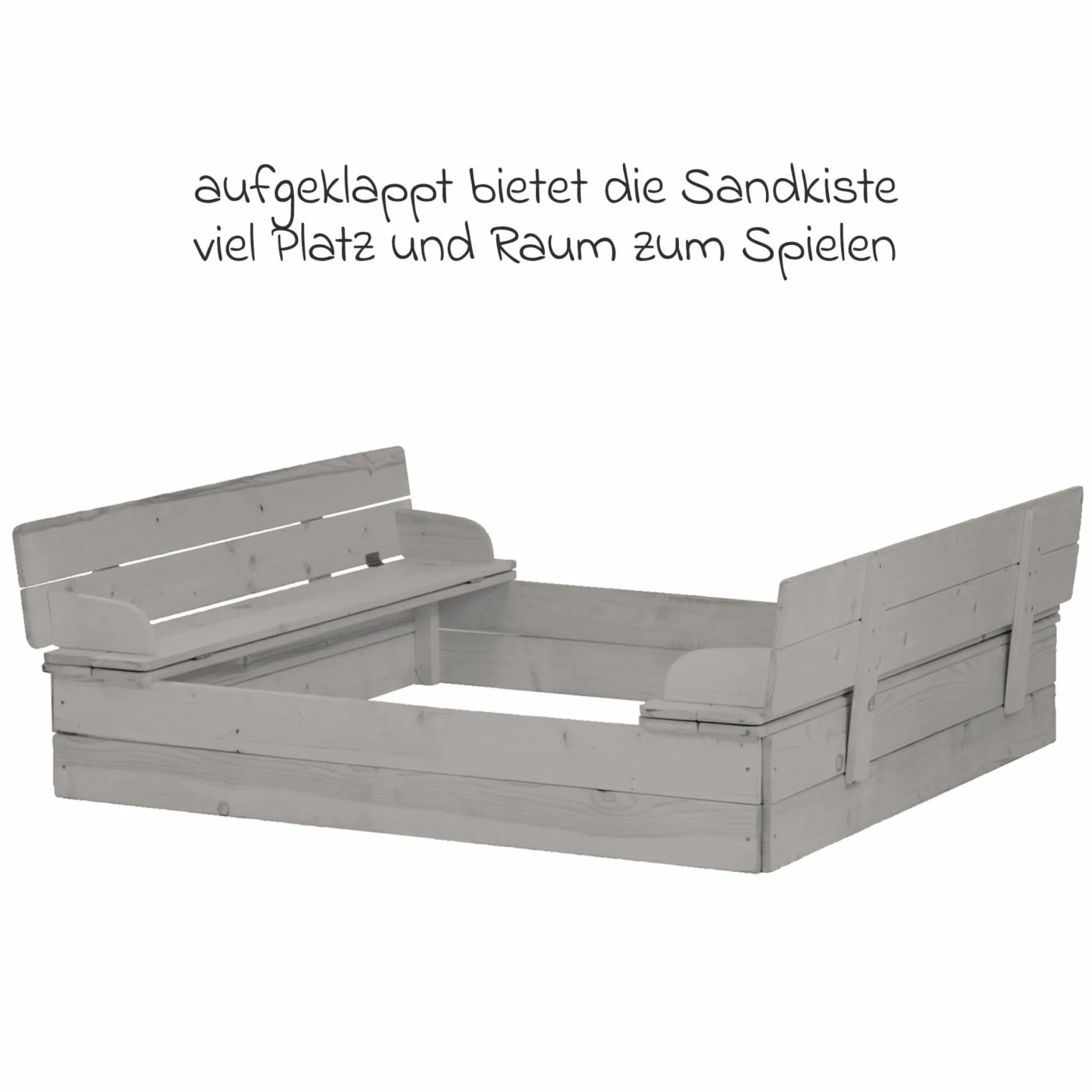 Sandkasten mit aufklappbarer Sitzbank 127 x 123,5 cm - Grau - Kollektion 2025