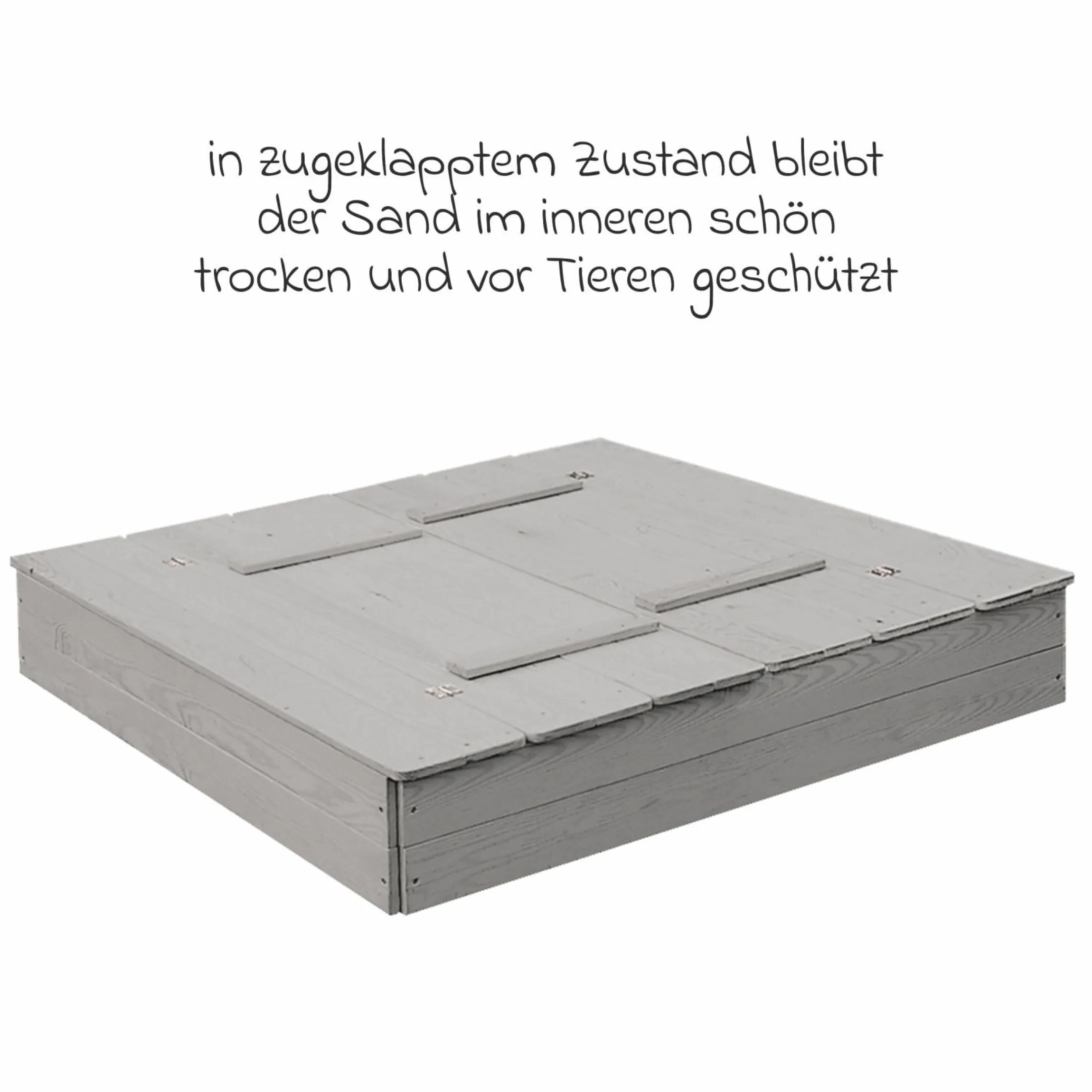 Sandkasten mit aufklappbarer Sitzbank 127 x 123,5 cm - Grau - Kollektion 2025