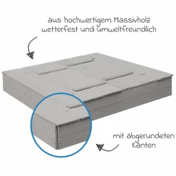 Sandkasten mit aufklappbarer Sitzbank 127 x 123,5 cm - Grau - Kollektion 2025