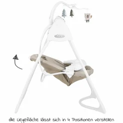 Schaukel Lovin Hug ab Geburt - 9 Monate mit abnehmbarem Tablett inkl. Mobile mit 3 Stoff-Figuren - Little Adventures - Kollektion 2025