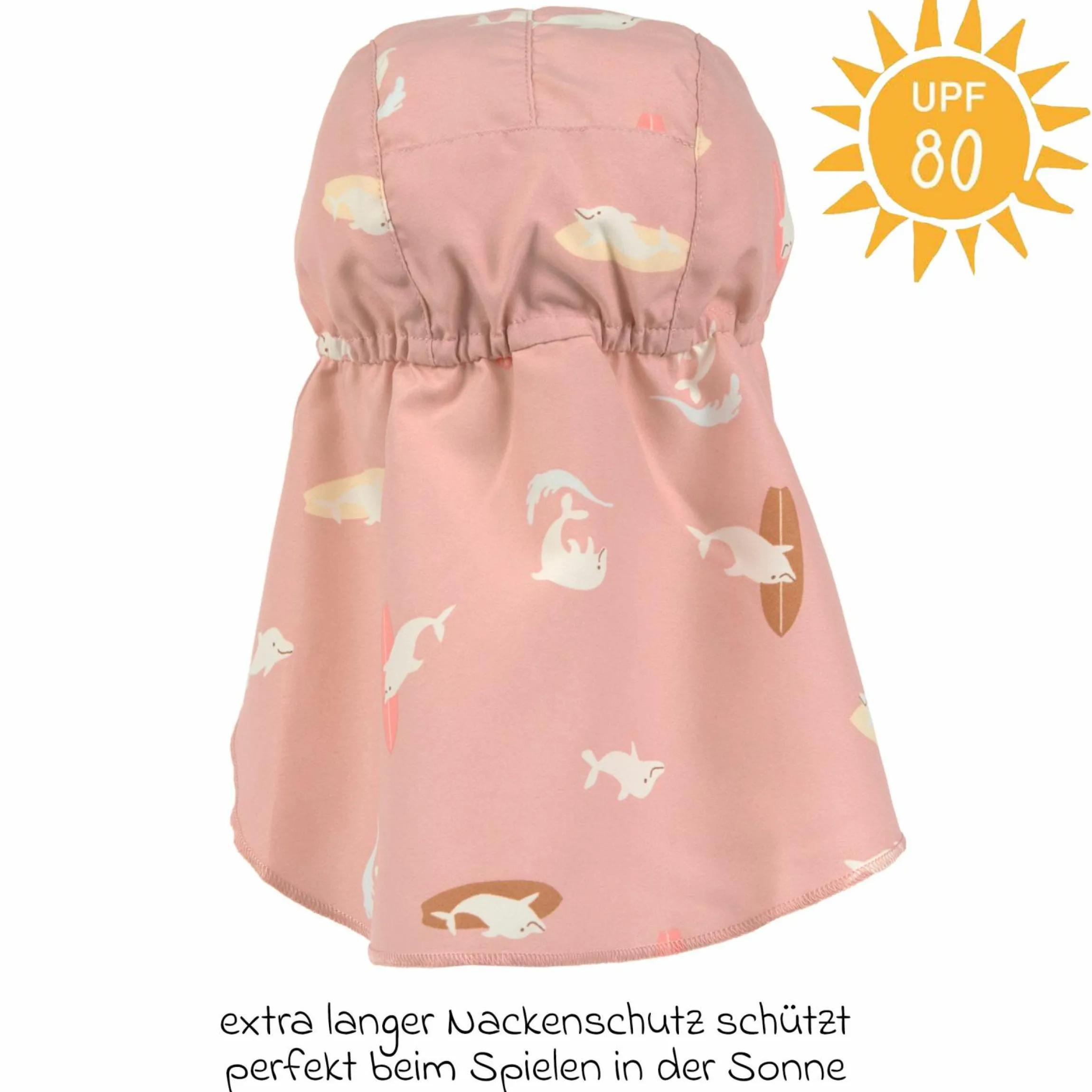 Schirmmütze mit Nackenschutz LSF Sun Protection Flap Hat - Dolphin - Peach - Gr. 50/51
