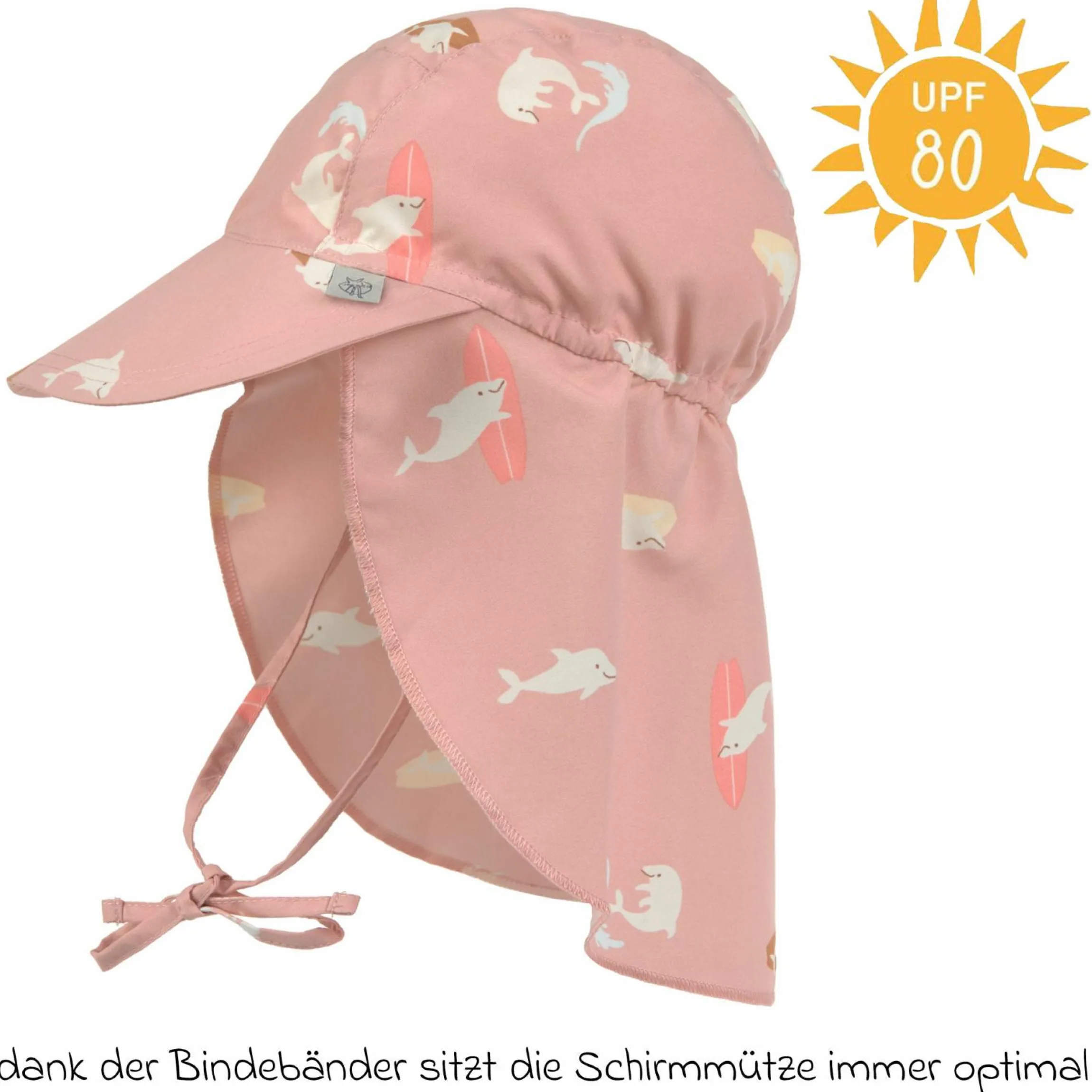Schirmmütze mit Nackenschutz LSF Sun Protection Flap Hat - Dolphin - Peach - Gr. 50/51