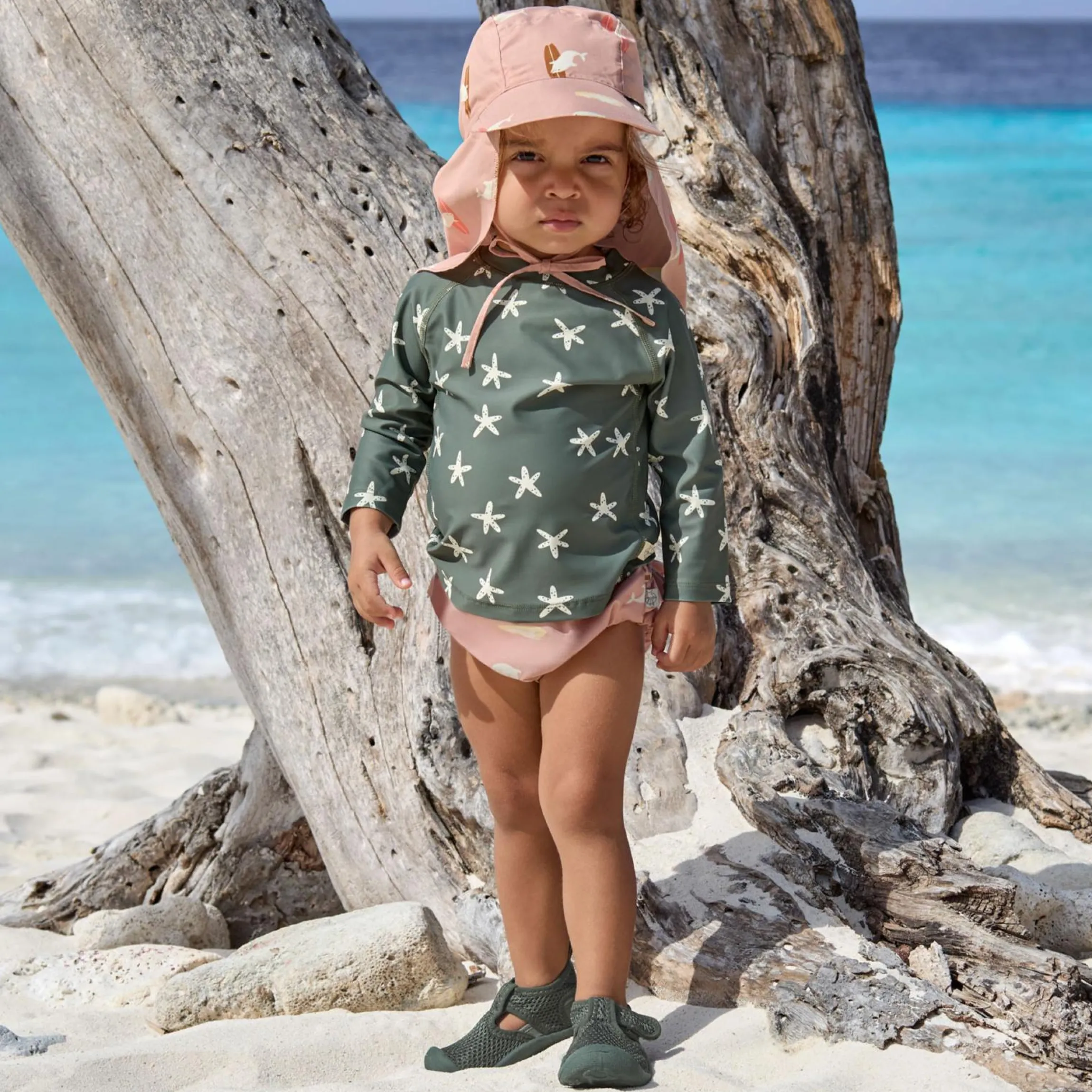 Schirmmütze mit Nackenschutz LSF Sun Protection Flap Hat - Dolphin - Peach - Gr. 50/51