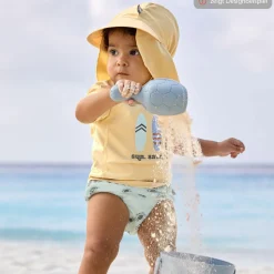 Schirmmütze mit Nackenschutz LSF Sun Protection Flap Hat - Wave - Sea Salt - Gr. 50/51
