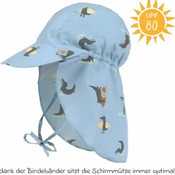 Schirmmütze mit Nackenschutz LSF Sun Protection Flap Hat - Crocodile - Sky Blue - Gr. 43/45