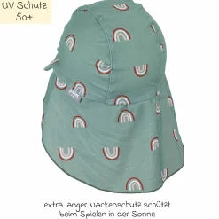 Schirmmütze mit Nackenschutz LSF - Regenbogen - Grün - Gr. 45