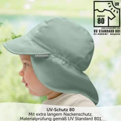 Schirmmütze mit Nackenschutz UPF 80 - Salbeigrün - Gr. 50-51