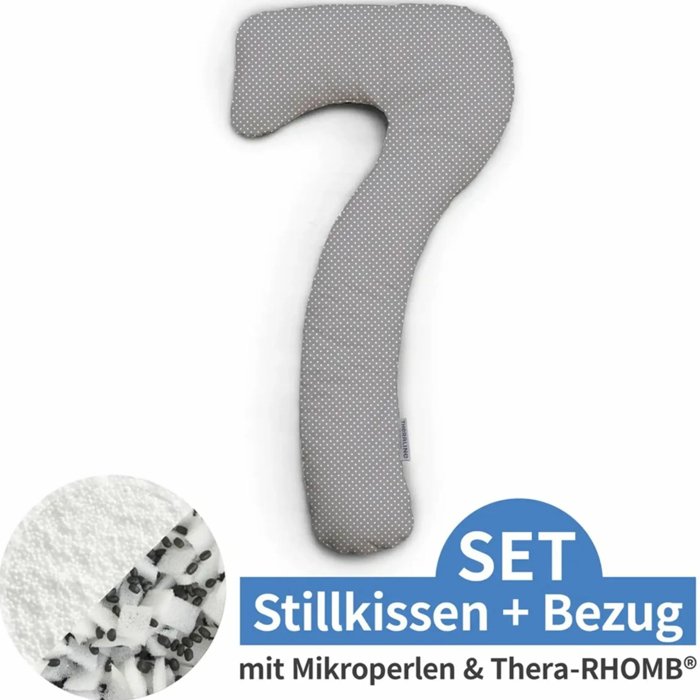 Schlaf- und Stillkissen my7 - inkl. Bezug 80 x 150 cm - Punkte - Grau