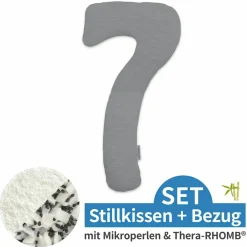 Schlaf- und Stillkissen my7 - inkl. Bezug Bamboo 80 x 150 cm - Melange Mittelgrau
