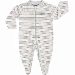Schlafanzug Einteiler Lama - Ringel Grau Offwhite - Gr. 50