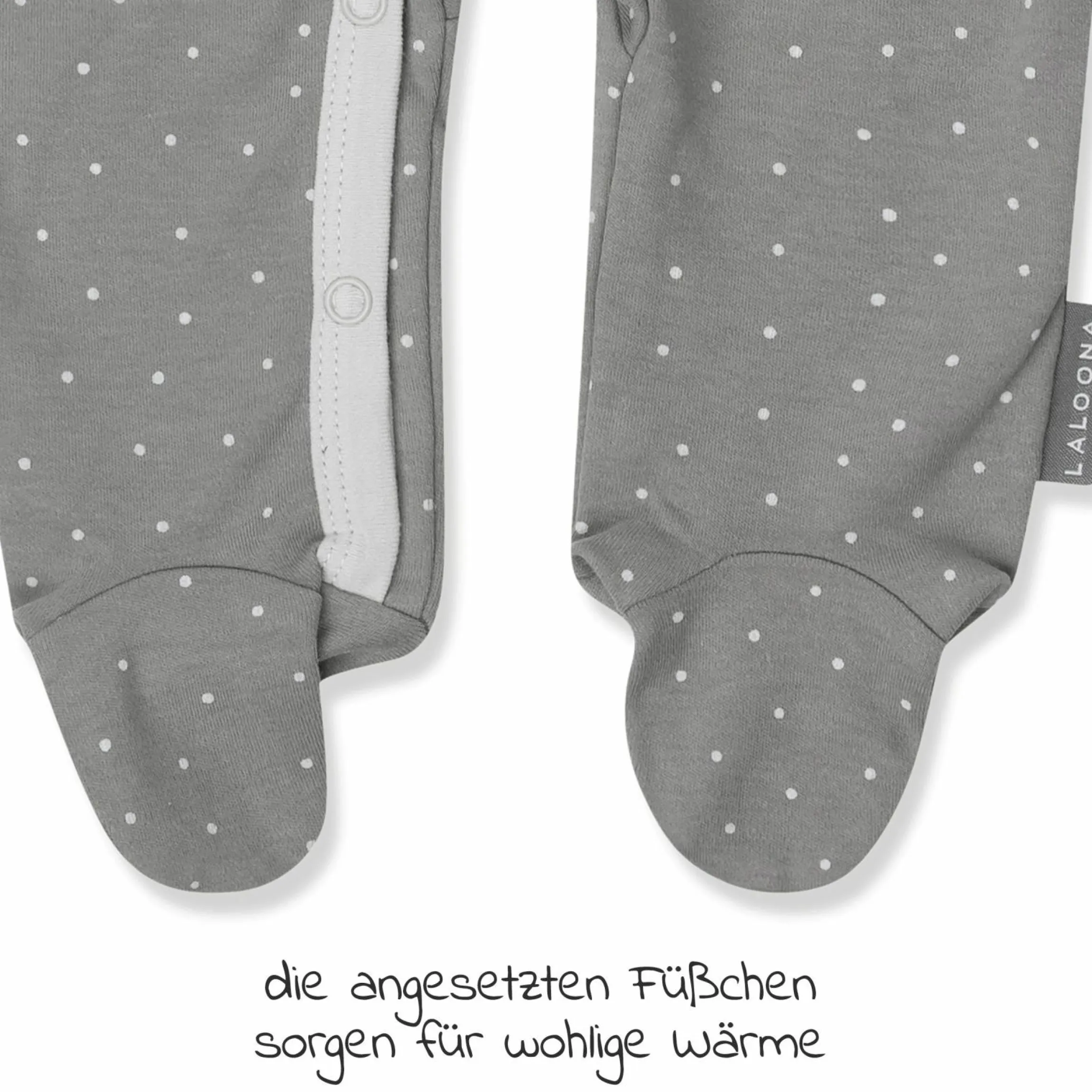 Schlafanzug 2er Pack Strampler Pyjama Einteiler - Grau Uni / Punkte - Gr. 62/68