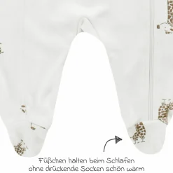 Schlafanzug inkl. Kratzfäustlinge - Giraffe Allover - Offwhite - Gr. 74