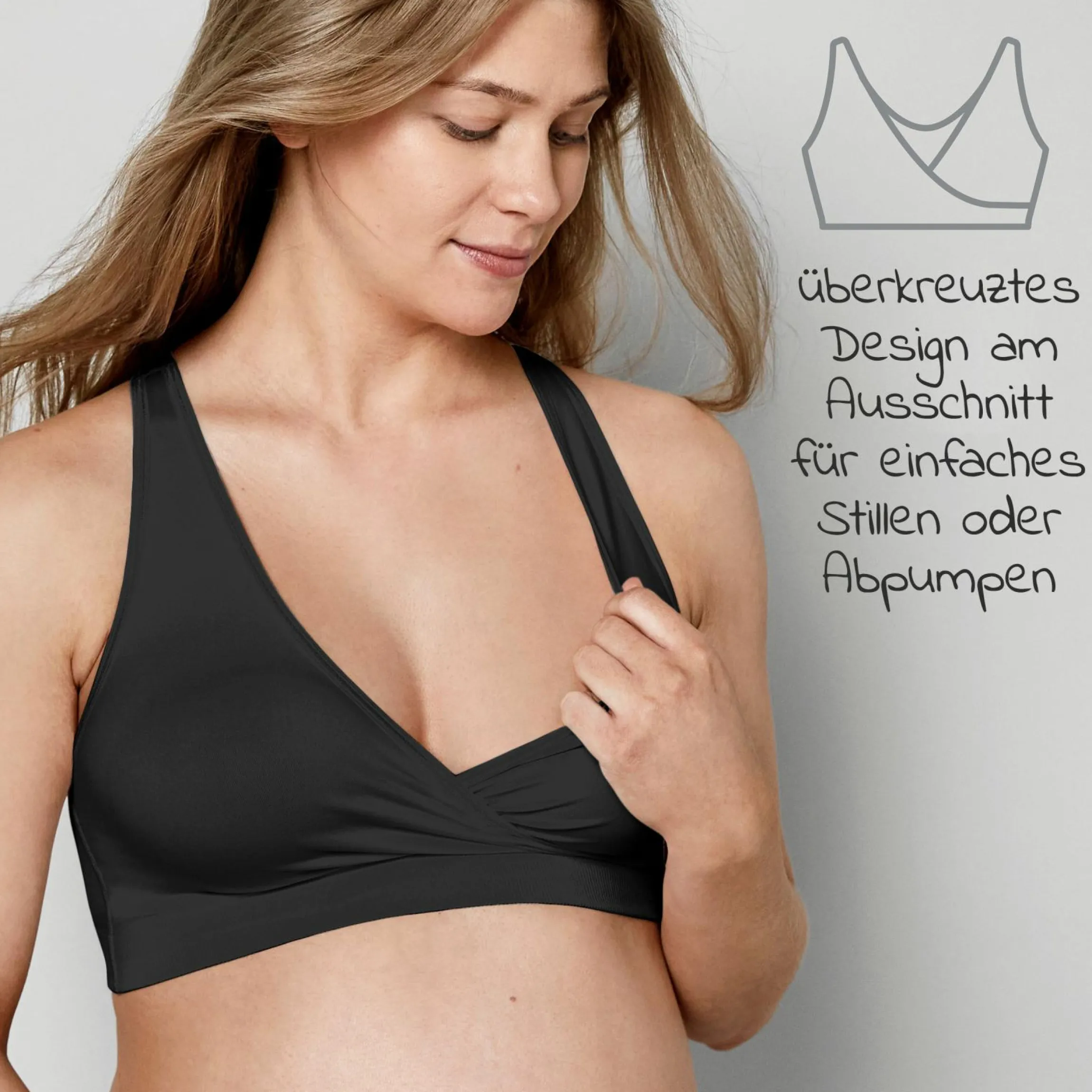 Schlaf-Bustier für Schwangerschaft & Stillzeit Keep Cool Schlaf - Schwarz - Gr. L