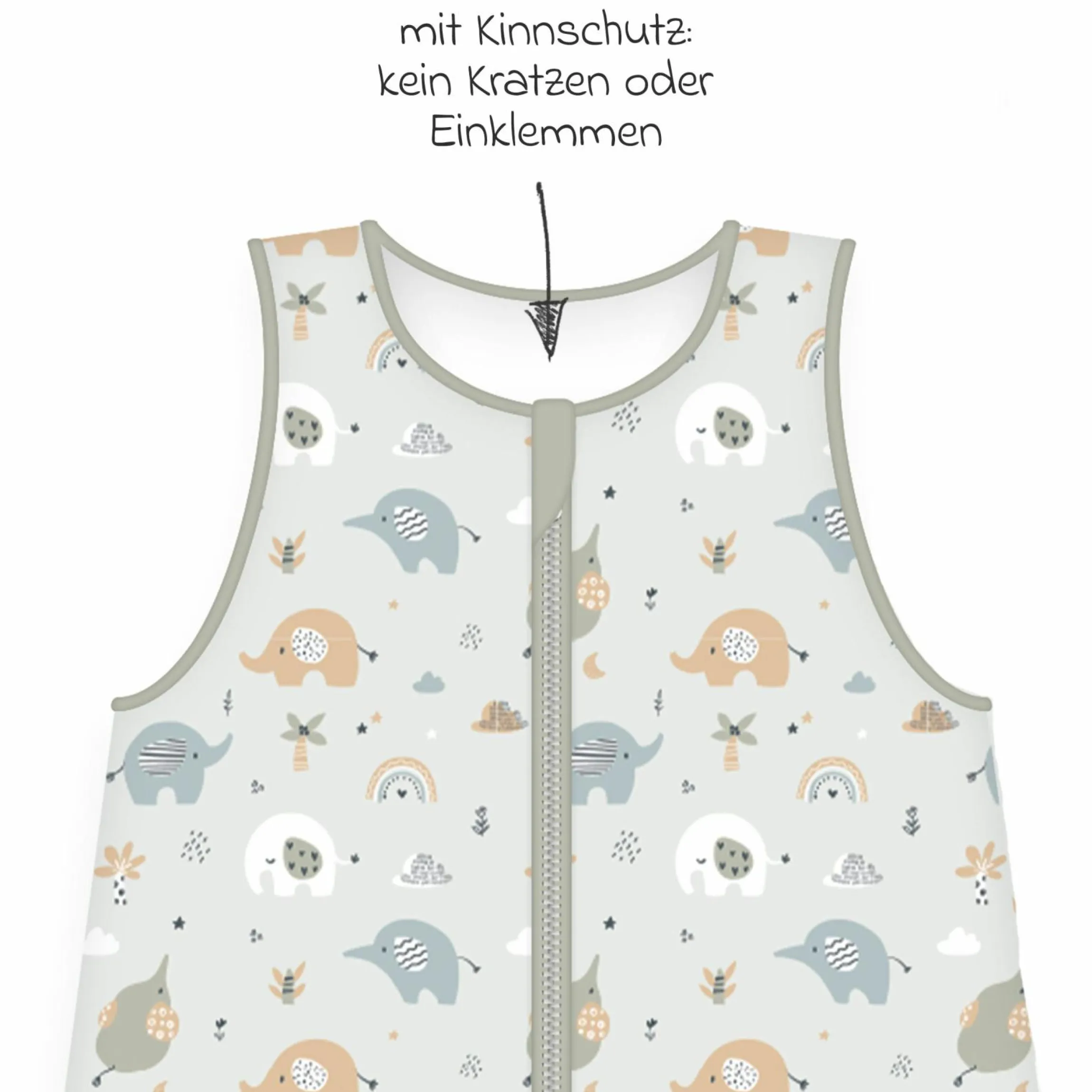 Schlaf-Overall wattiert Jersey - Elephants - Gr. 70 cm