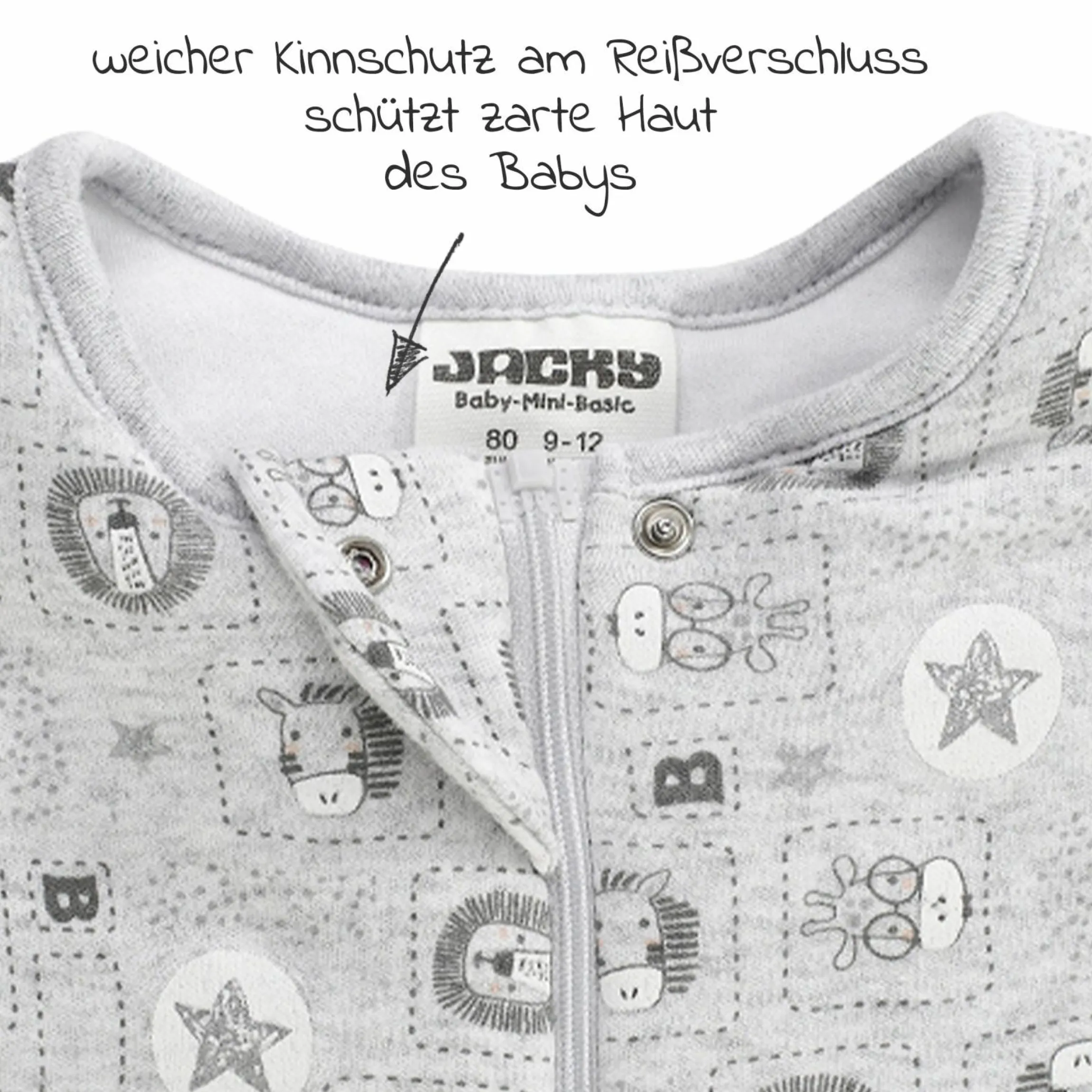 Schlafsack Jumper - Safari Allover - Hellgrau Melange - Gr. 92