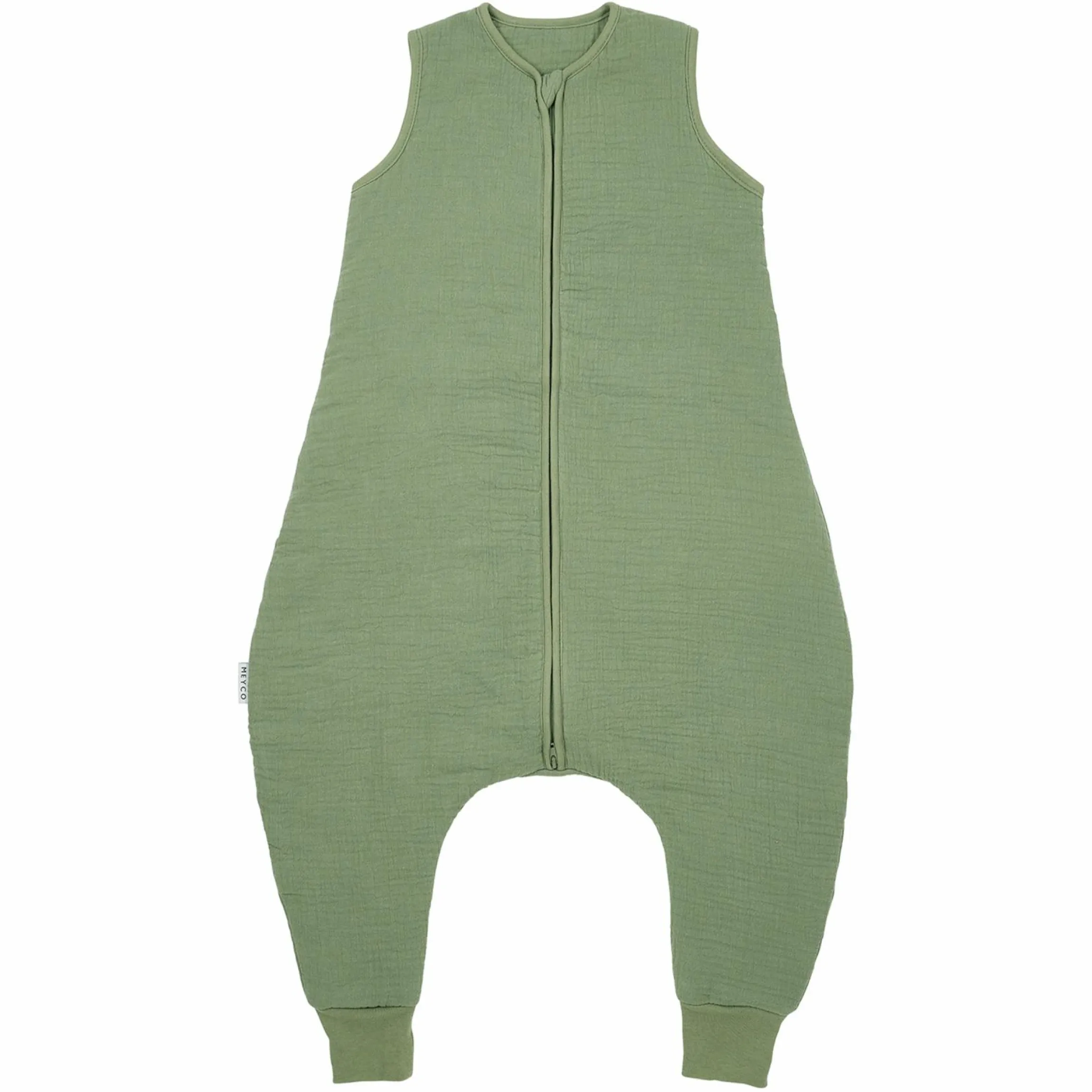 Schlafsack mit Beinen / Schlafoverall Musselin wattiert - Olive Green - Gr. 80 cm