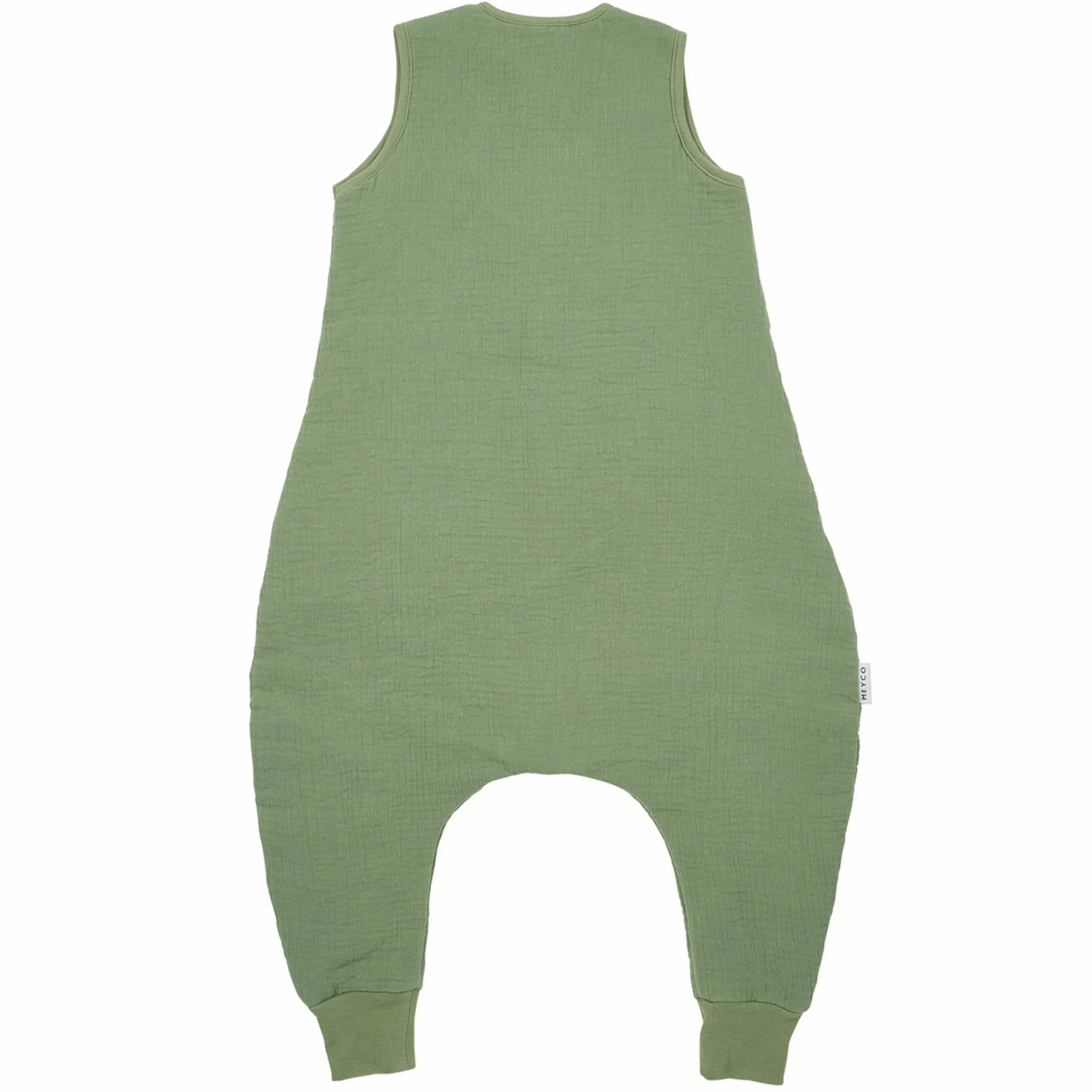 Schlafsack mit Beinen / Schlafoverall Musselin wattiert - Olive Green - Gr. 80 cm
