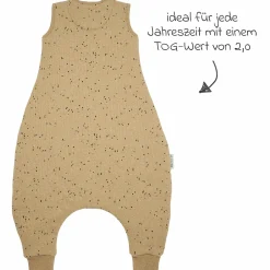 Schlafsack mit Beinen / Schlafoverall - Rib Mini Spot - Toffee Melange - Gr. 92 cm