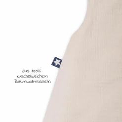 Schlafsack mit Füßen / Jumper wattiert - Musselin - Sand - Gr. 80