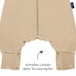 Schlafsack mit Füßen Sleep-Overall 4 Season Mull - Sand-Beige - Gr. 70 cm