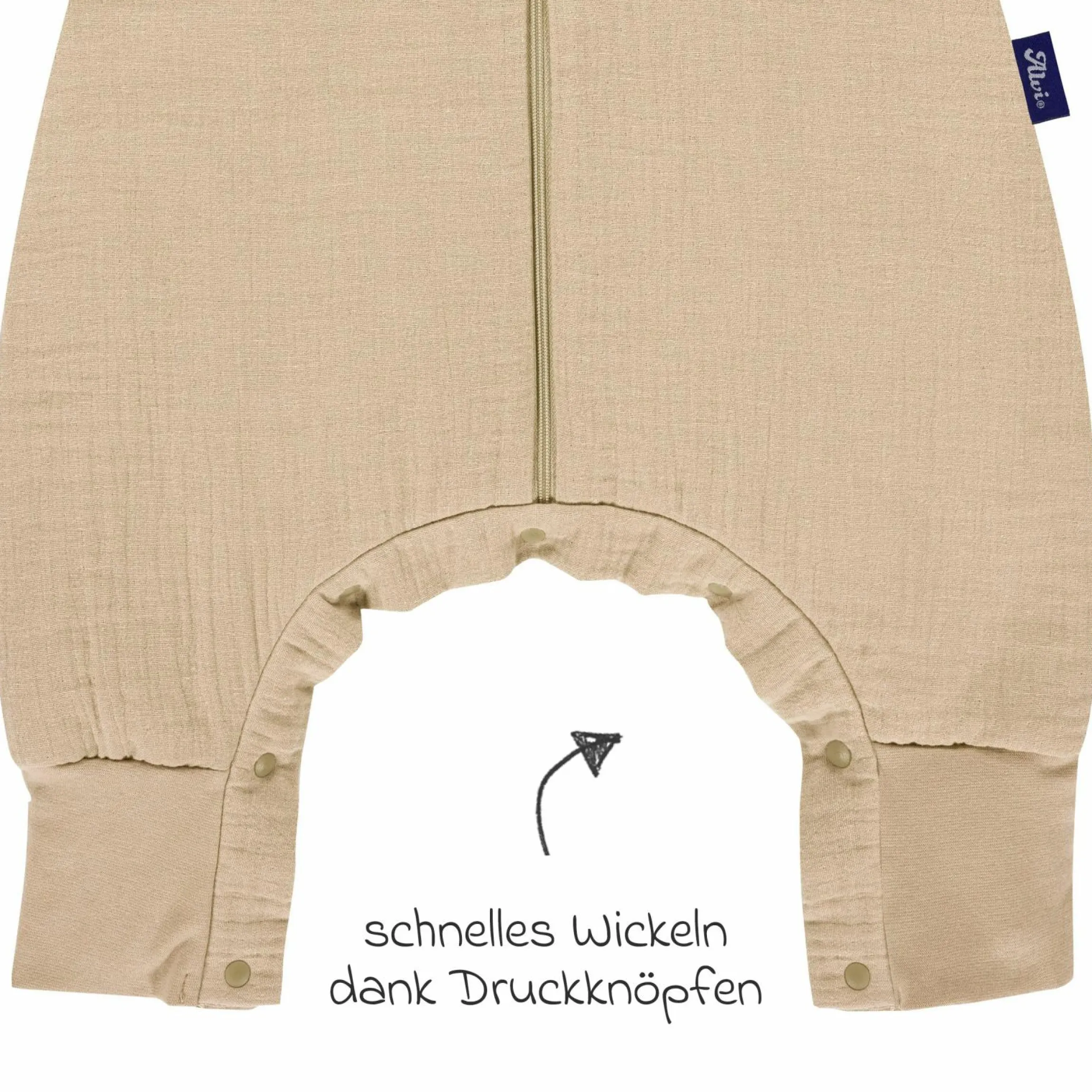 Schlafsack mit Füßen Sleep-Overall 4 Season Mull - Sand-Beige - Gr. 70 cm