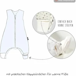 Schlafsack mit Füßen Sleep-Overall 4 Season Mull - Sand-Beige - Gr. 70 cm