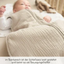 Schlafsack Musselin wattiert - Sand - Gr. 60 cm