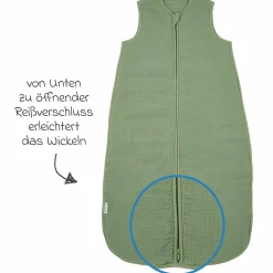 Schlafsack Musselin wattiert - Olive Green - Gr. 60 cm