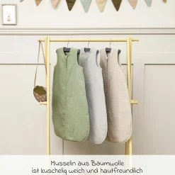 Schlafsack Musselin wattiert - Olive Green - Gr. 60 cm