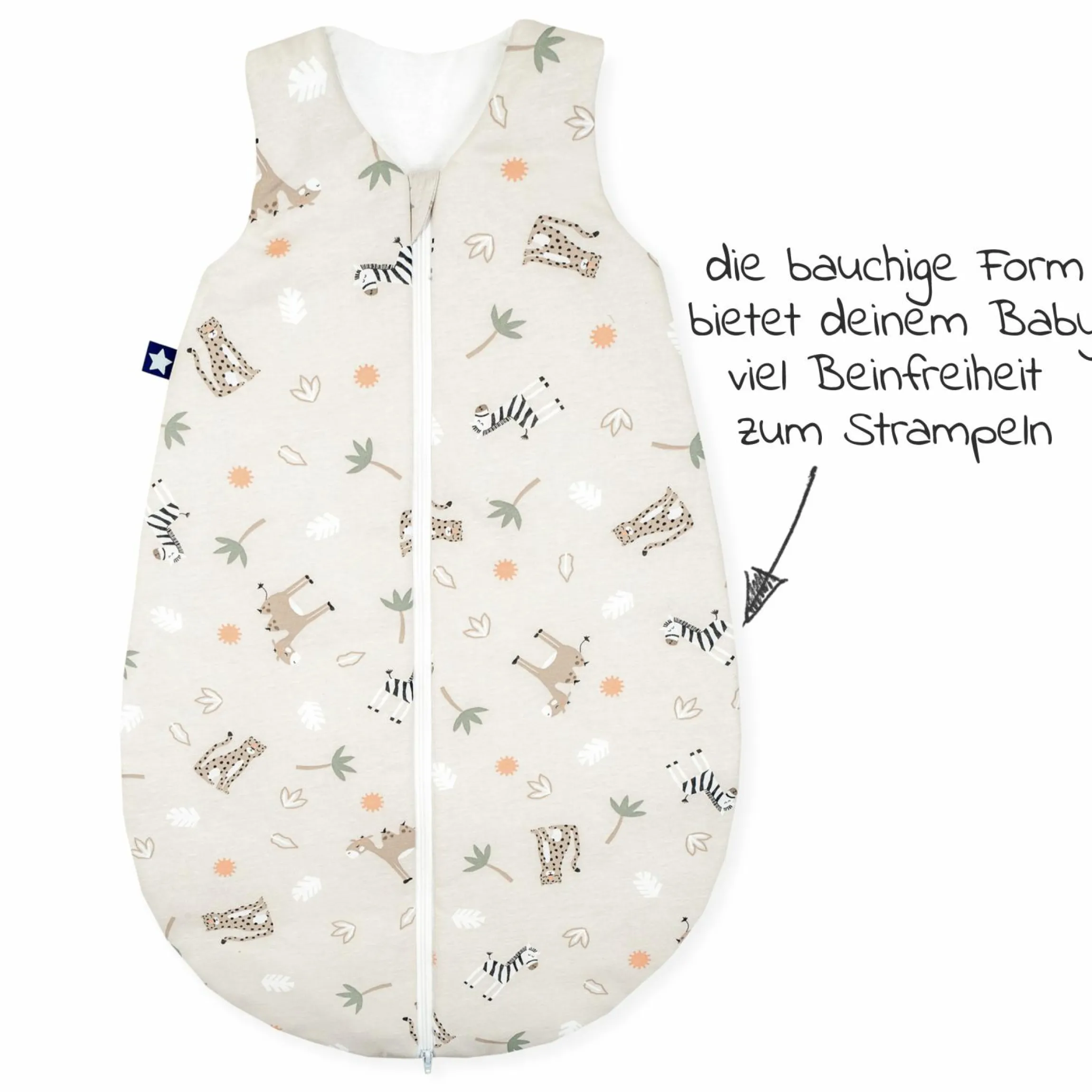 Schlafsack wattiert - Jersey Savanne - Beige - Gr. 50 / 56