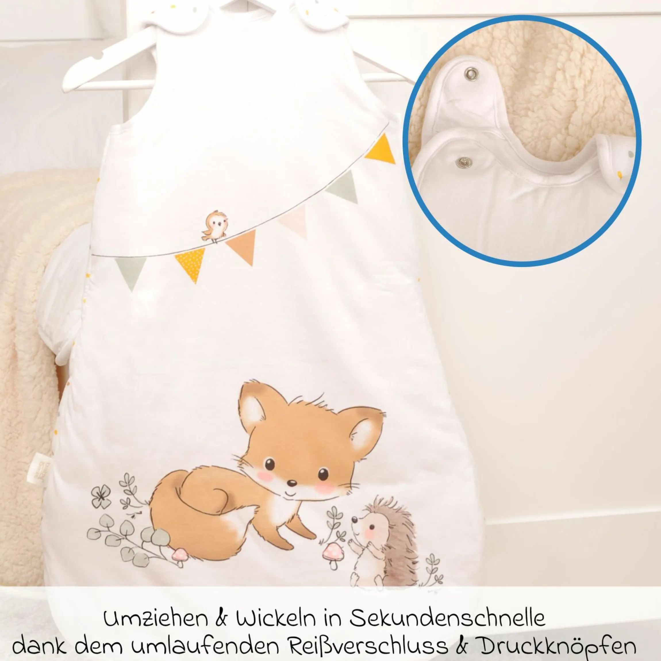 Schlafsack wattiert - Waldfreunde - Gr. 70 cm