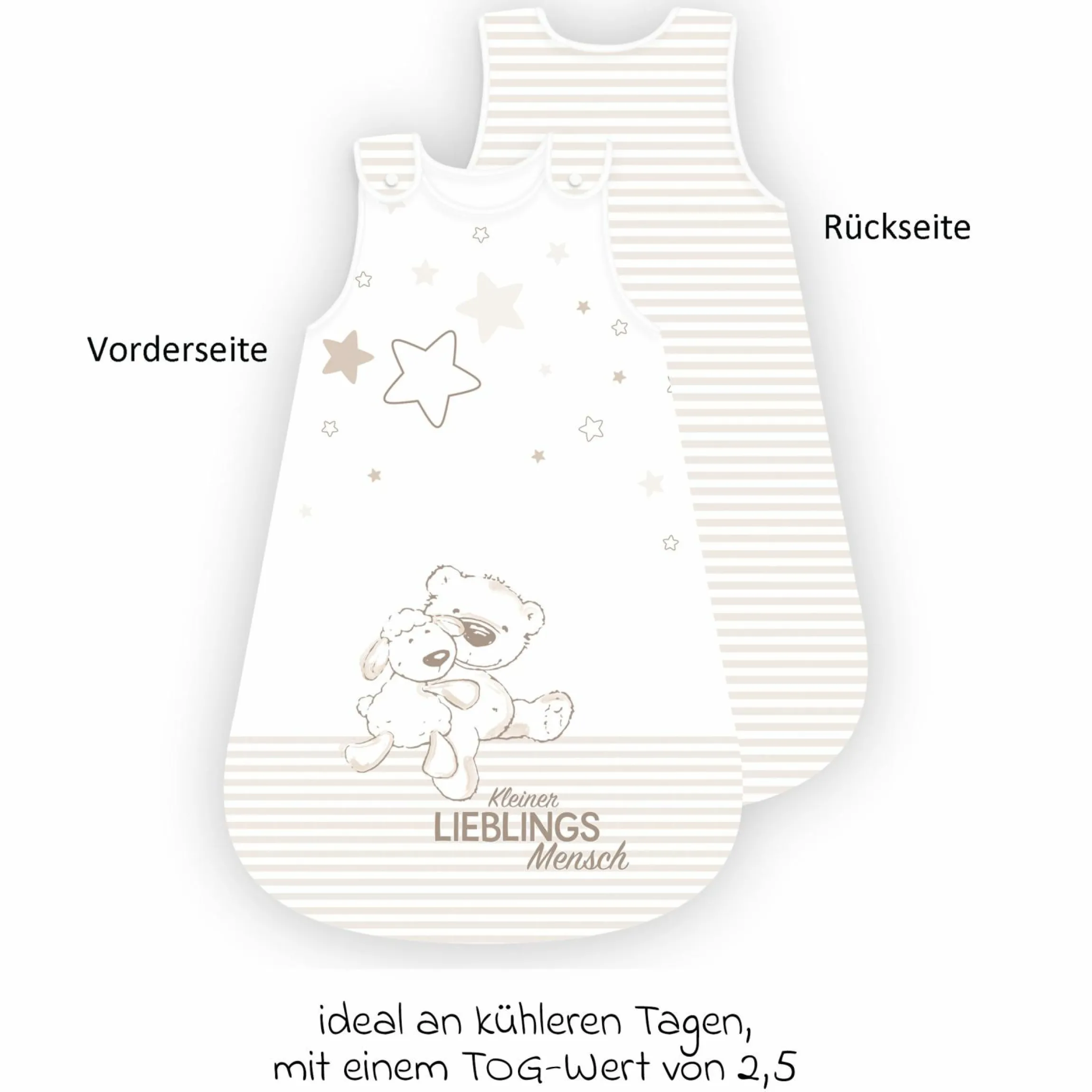 Schlafsack wattiert Jersey - Kleiner Lieblingsmensch - Gr. 70 cm