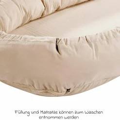 Schlummer-Nestchen Musselin mit klimaregulierender Kaltschaum-Matratze - Sand-Beige