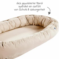 Schlummer-Nestchen Musselin mit klimaregulierender Kaltschaum-Matratze - Sand-Beige