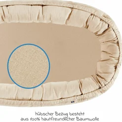 Schlummer-Nestchen Musselin mit klimaregulierender Kaltschaum-Matratze - Sand-Beige