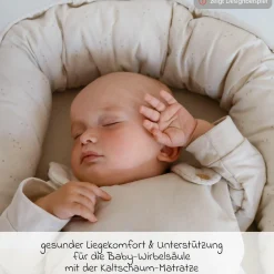 Schlummer-Nestchen Musselin mit klimaregulierender Kaltschaum-Matratze - Sand-Beige