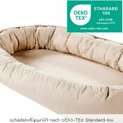 Schlummer-Nestchen Musselin mit klimaregulierender Kaltschaum-Matratze - Sand-Beige