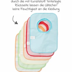 Schlupf-Lätzchen 6er Pack Frottee mit Folienrückseite - Rainbow