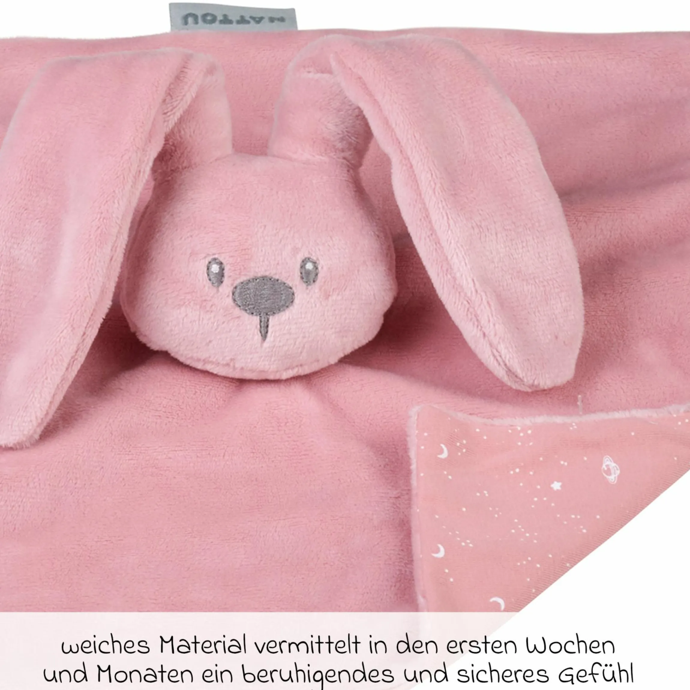 Schmusetuch Glow in the dark 28 cm - Hase Lapidou - Old Pink