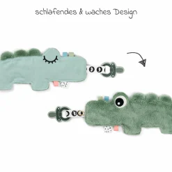 Schmusetuch mit Schnullerhalter - Croco - Grün