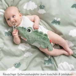 Schmusetuch mit Schnullerhalter - Croco - Grün