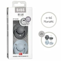 Schnuller - De Lux 2er Pack - Silikon - Iron / Baby Blue - Gr. 0-36 M