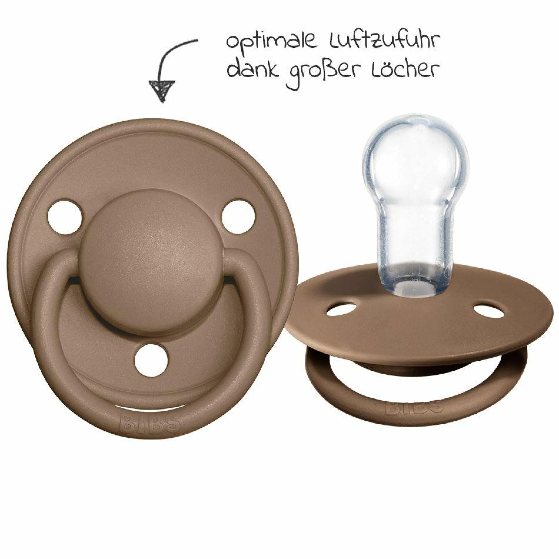 Schnuller - De Lux 2er Pack - Silikon - Vanilla / Dark Oak - Gr. 0-36 M