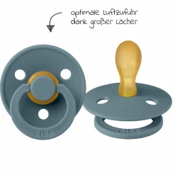 Schnuller 2er Pack Colour Symmetrischer Sauger aus Naturkautschuk 6-18 M - Baby Blue / Petrol