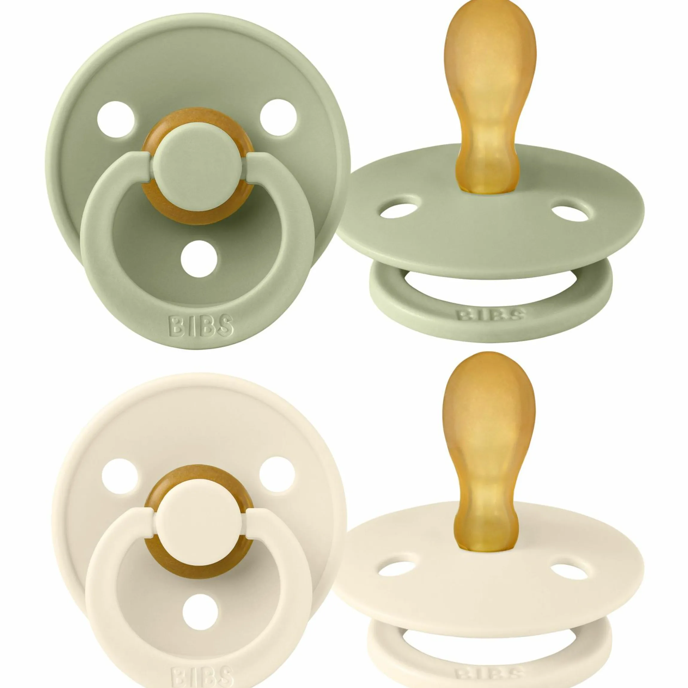 Schnuller 2er Pack Colour Symmetrischer Sauger aus Naturkautschuk 6-18 M - Sage / Ivory