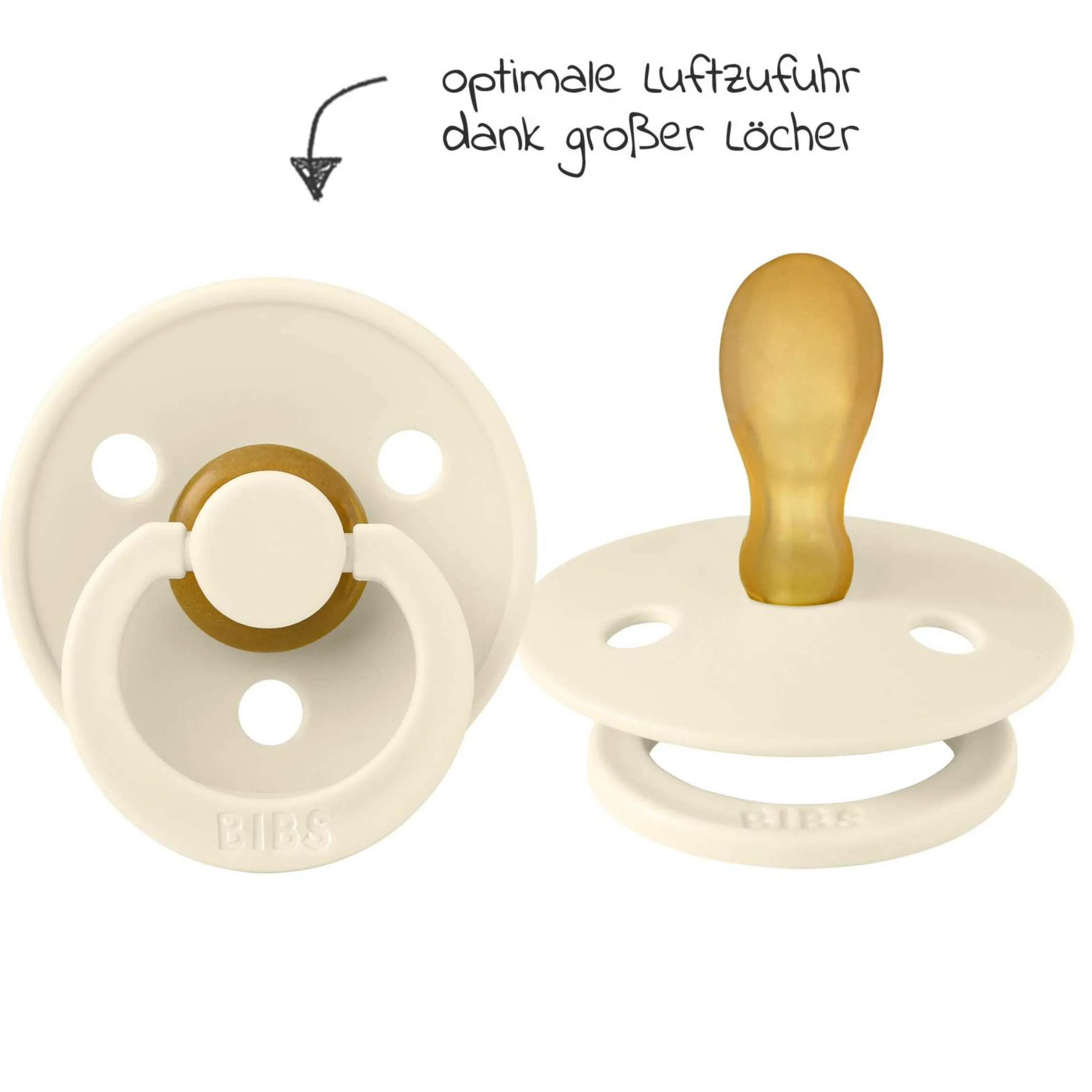 Schnuller 2er Pack Colour Symmetrischer Sauger aus Naturkautschuk 6-18 M - Sage / Ivory