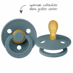 Schnuller 2er Pack Colour Symmetrischer Sauger aus Naturkautschuk 0-6 M - Baby Blue / Petrol