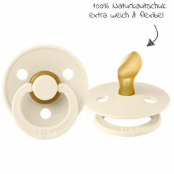 Schnuller 2er Pack Colour Anatomischer Sauger aus Naturkautschuk 0-6 M - Ivory / Blush